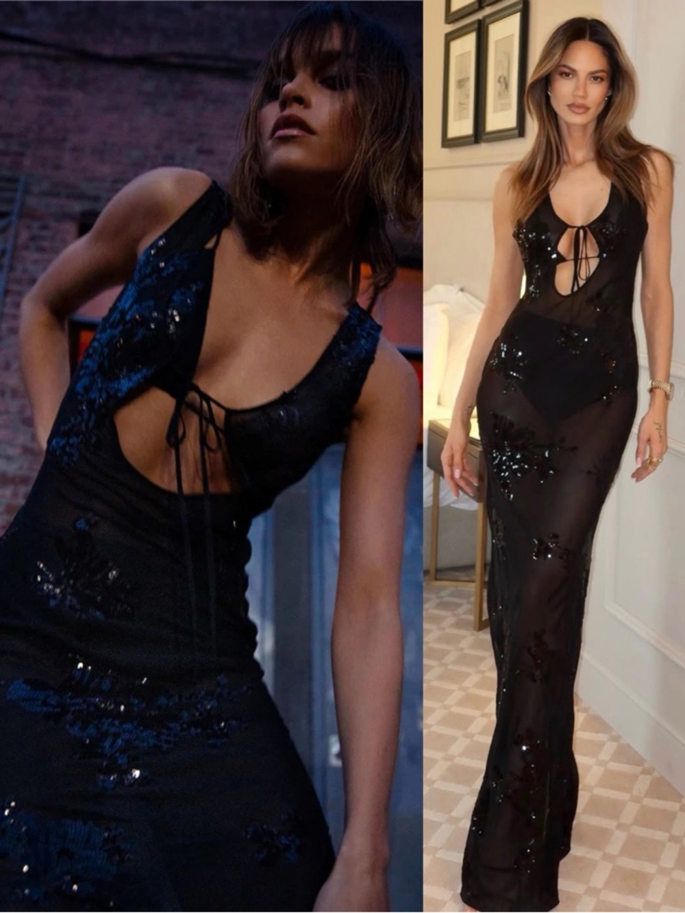 Rat & Boa Giulia Floral Sequin Embroidered Semi Sheer Dress Black NEW with tags